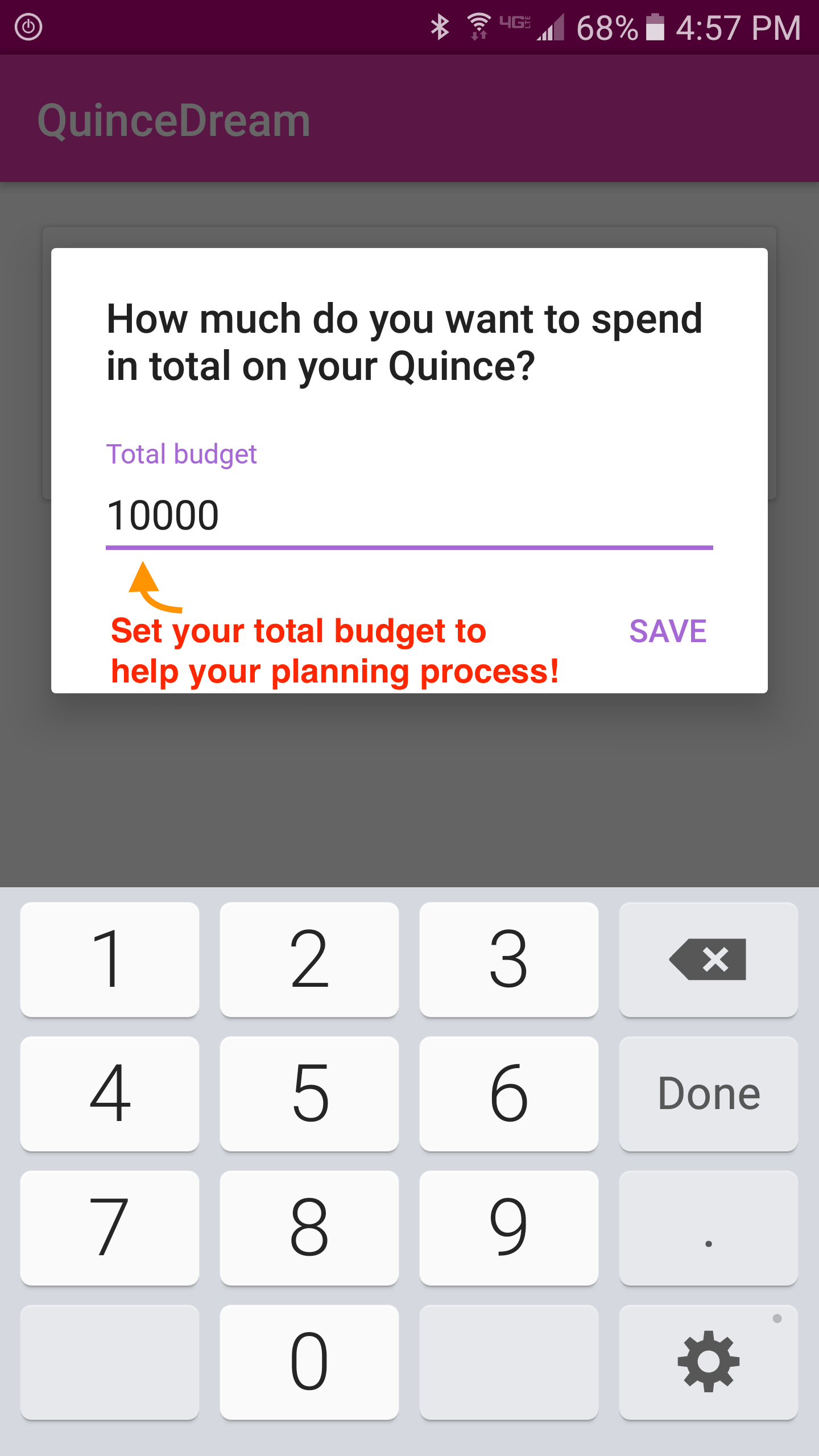 QD Android App Set Total Budget Preview